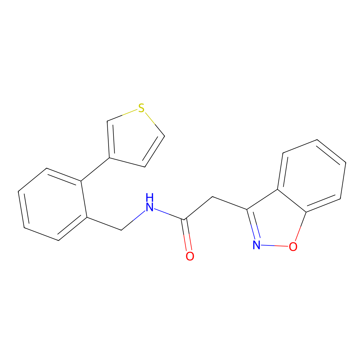 2-(benzo[d]isoxazol-3-yl)-N-(2-(thiophen-3-yl)benzyl)acetamide molecular structure, CAS 1797143-06-6