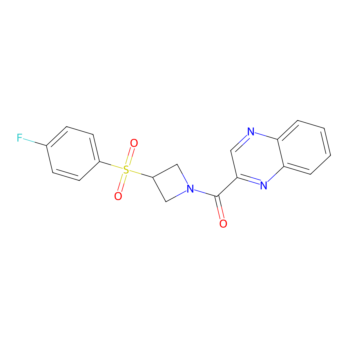 (3-((4-Fluorophenyl)sulfonyl)azetidin-1-yl)(quinoxalin-2-yl)methanone molecular structure, CAS 1797143-48-6