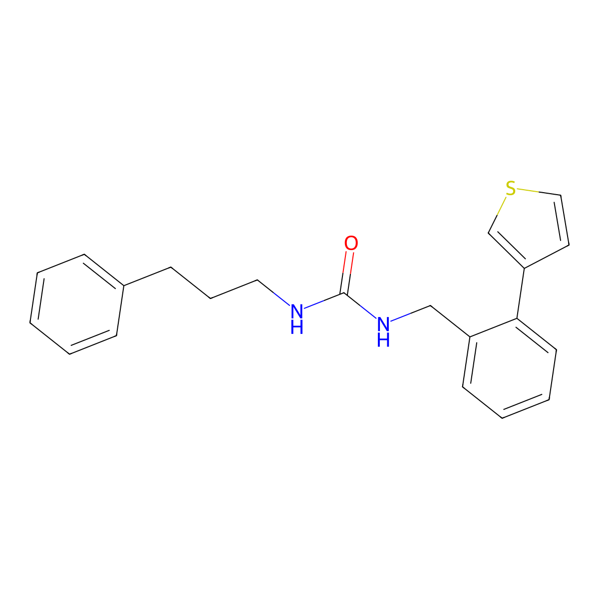 1-(3-Phenylpropyl)-3-(2-(thiophen-3-yl)benzyl)urea molecular structure, CAS 1797143-54-4