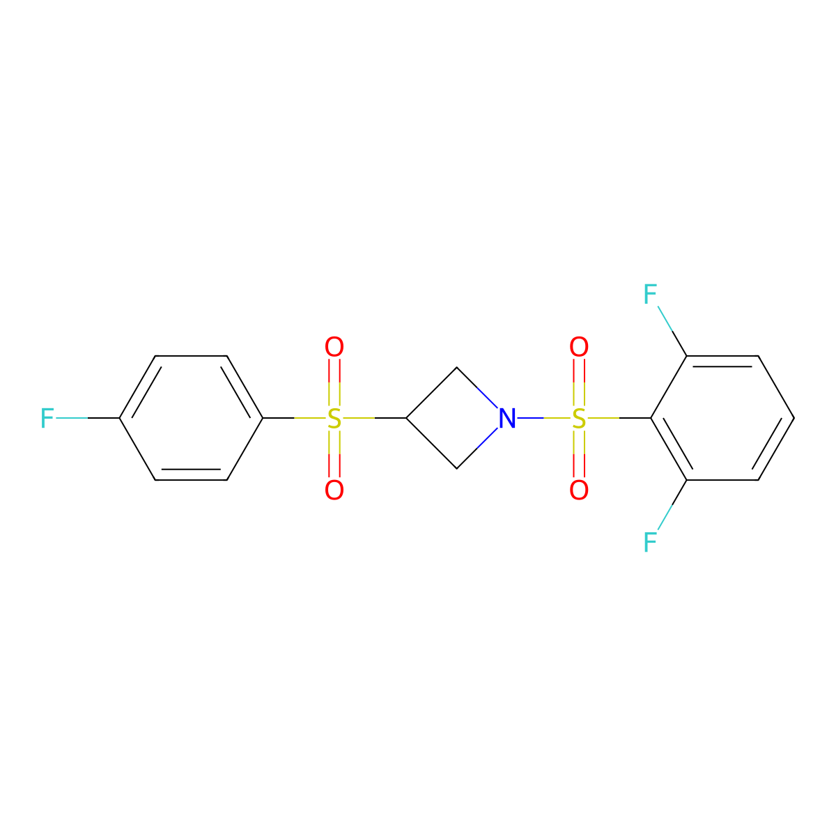 1-((2,6-Difluorophenyl)sulfonyl)-3-((4-fluorophenyl)sulfonyl)azetidine molecular structure, CAS 1797143-80-6