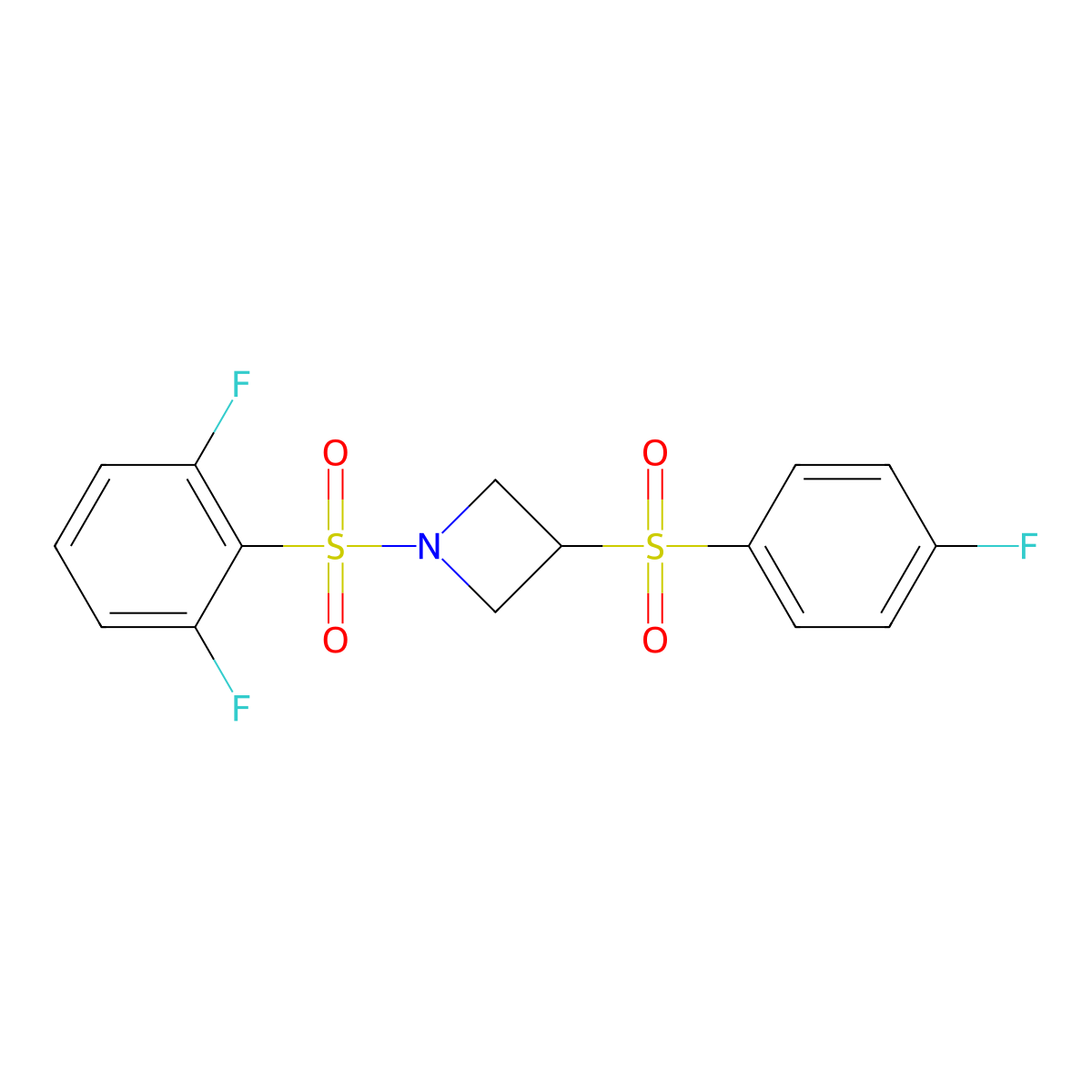 1-((2,6-Difluorophenyl)sulfonyl)-3-((4-fluorophenyl)sulfonyl)azetidine molecular structure, CAS 1797143-80-6