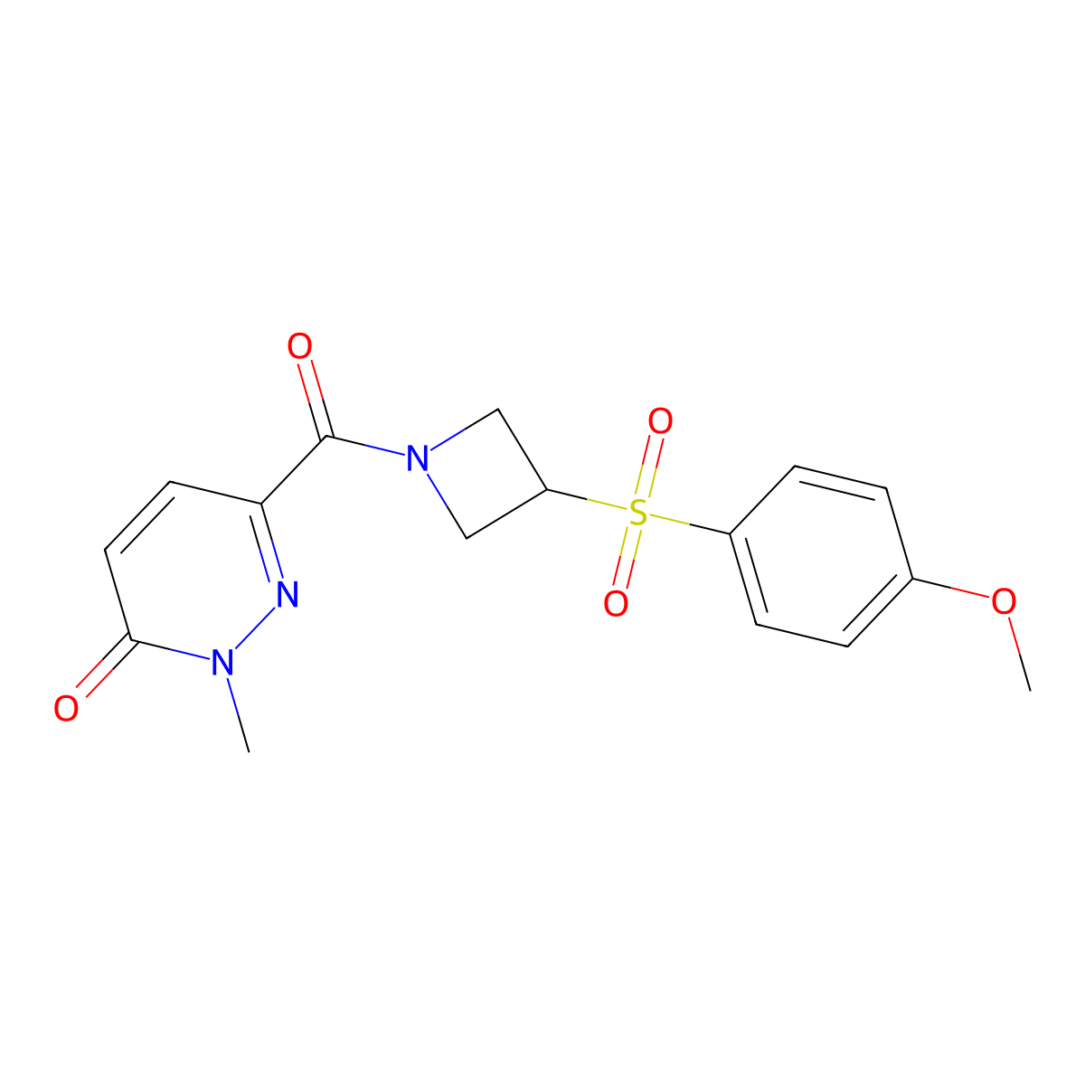 6-(3-((4-methoxyphenyl)sulfonyl)azetidine-1-carbonyl)-2-methylpyridazin-3(2H)-one molecular structure, CAS 1797143-87-3