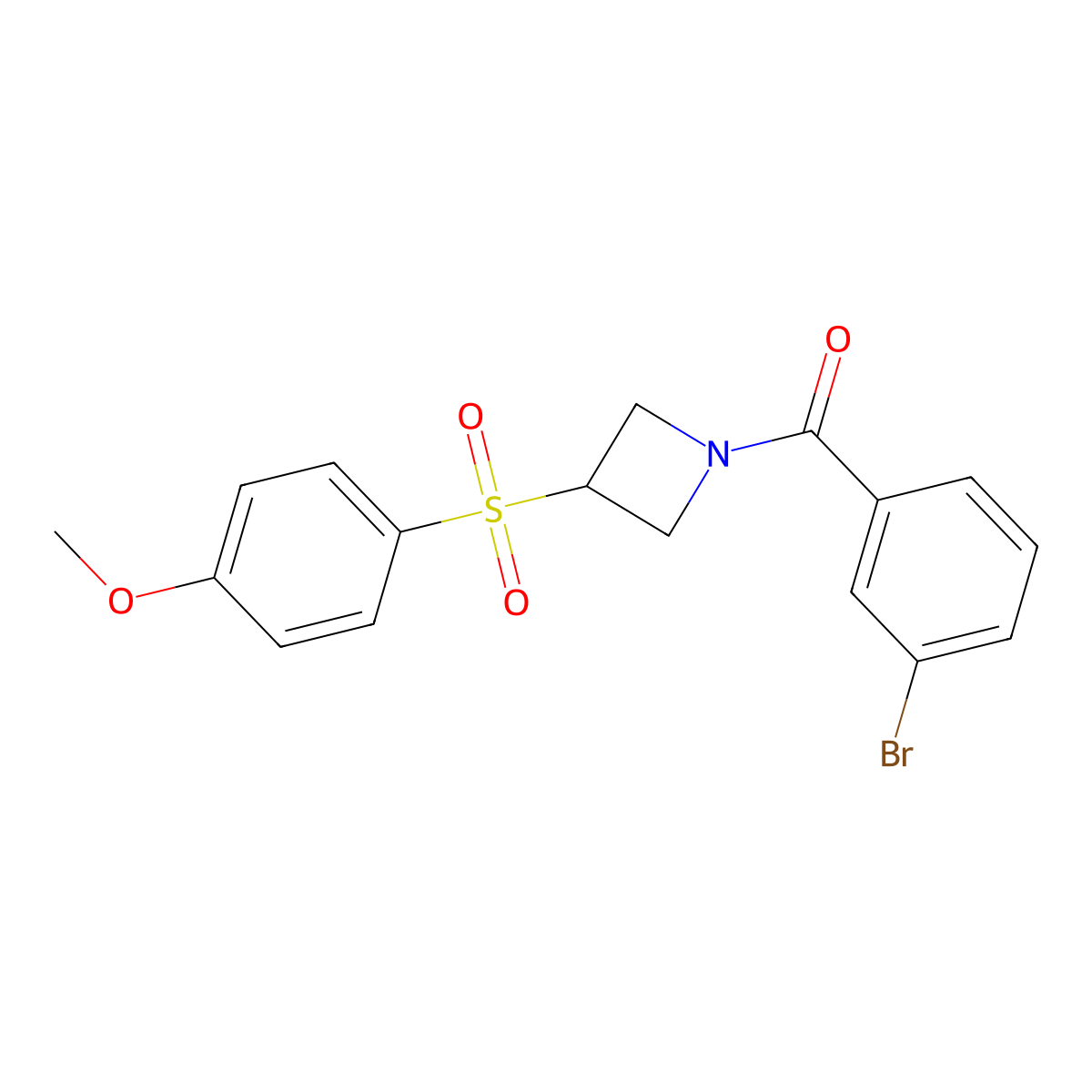 (3-Bromophenyl)(3-((4-methoxyphenyl)sulfonyl)azetidin-1-yl)methanone molecular structure, CAS 1797144-02-5
