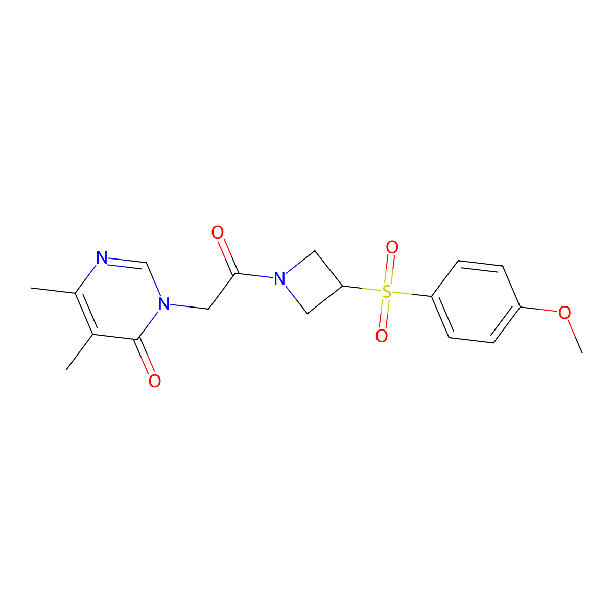 3-(2-(3-((4-methoxyphenyl)sulfonyl)azetidin-1-yl)-2-oxoethyl)-5,6-dimethylpyrimidin-4(3H)-one molecular structure, CAS 1797144-14-9