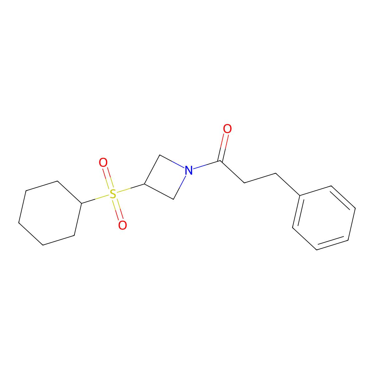 1-(3-(Cyclohexylsulfonyl)azetidin-1-yl)-3-phenylpropan-1-one molecular structure, CAS 1797144-62-7