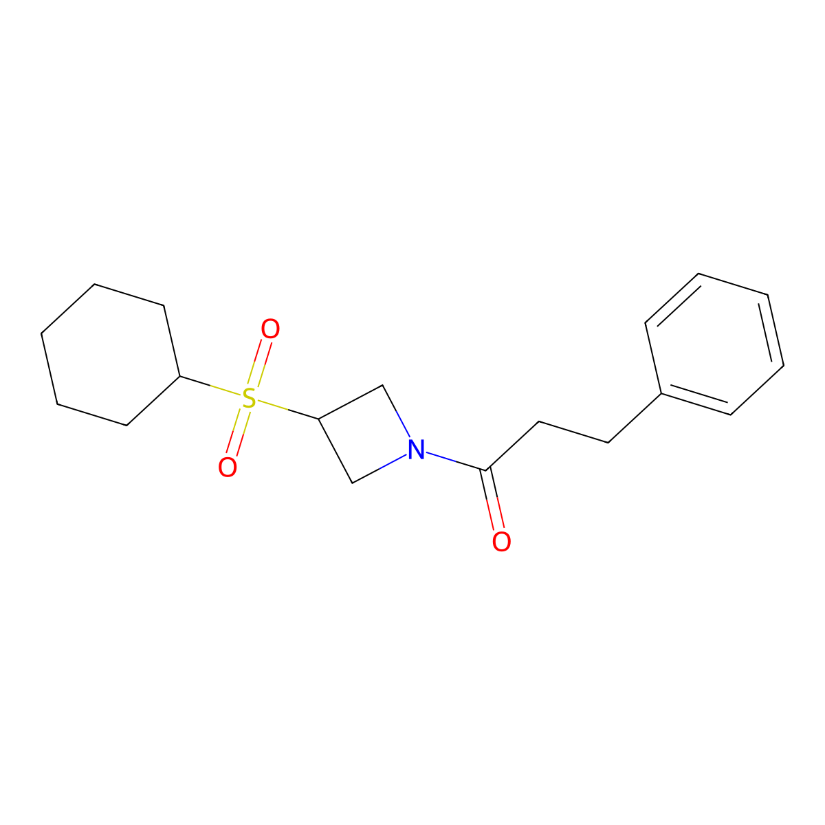 1-(3-(Cyclohexylsulfonyl)azetidin-1-yl)-3-phenylpropan-1-one molecular structure, CAS 1797144-62-7