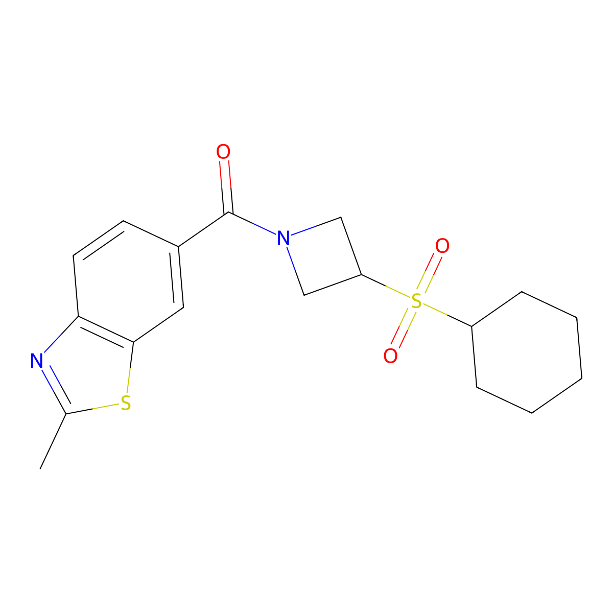 (3-(Cyclohexylsulfonyl)azetidin-1-yl)(2-methylbenzo[d]thiazol-6-yl)methanone molecular structure, CAS 1797144-72-9