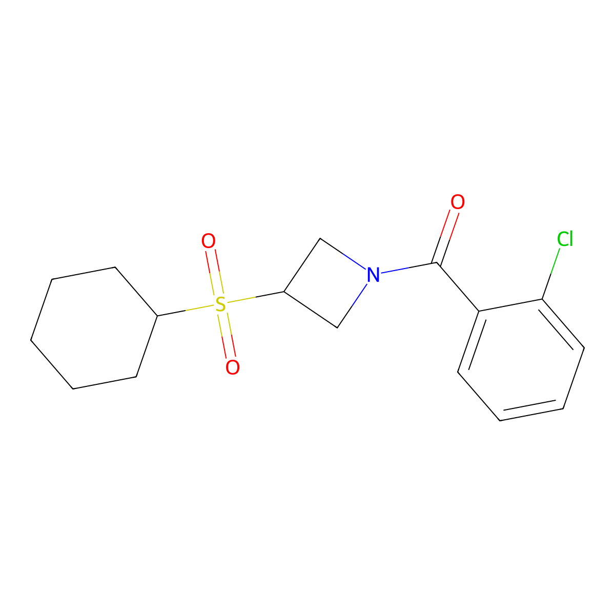 (2-Chlorophenyl)(3-(cyclohexylsulfonyl)azetidin-1-yl)methanone molecular structure, CAS 1797144-83-2