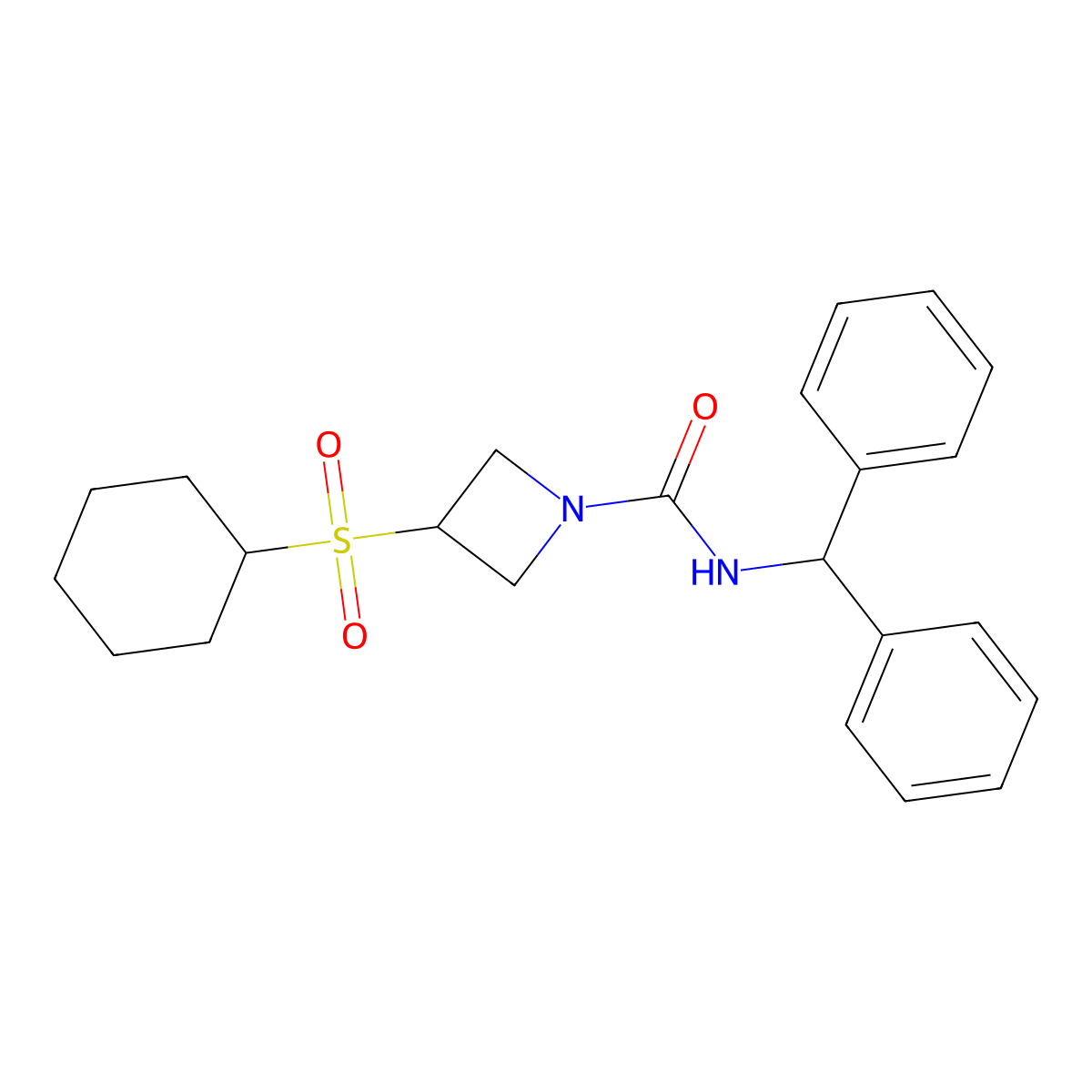 N-benzhydryl-3-(cyclohexylsulfonyl)azetidine-1-carboxamide molecular structure, CAS 1797145-15-3