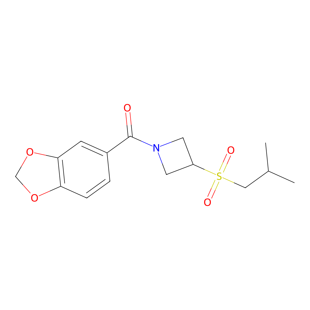 Benzo[d][1,3]dioxol-5-yl(3-(isobutylsulfonyl)azetidin-1-yl)methanone molecular structure, CAS 1797145-34-6