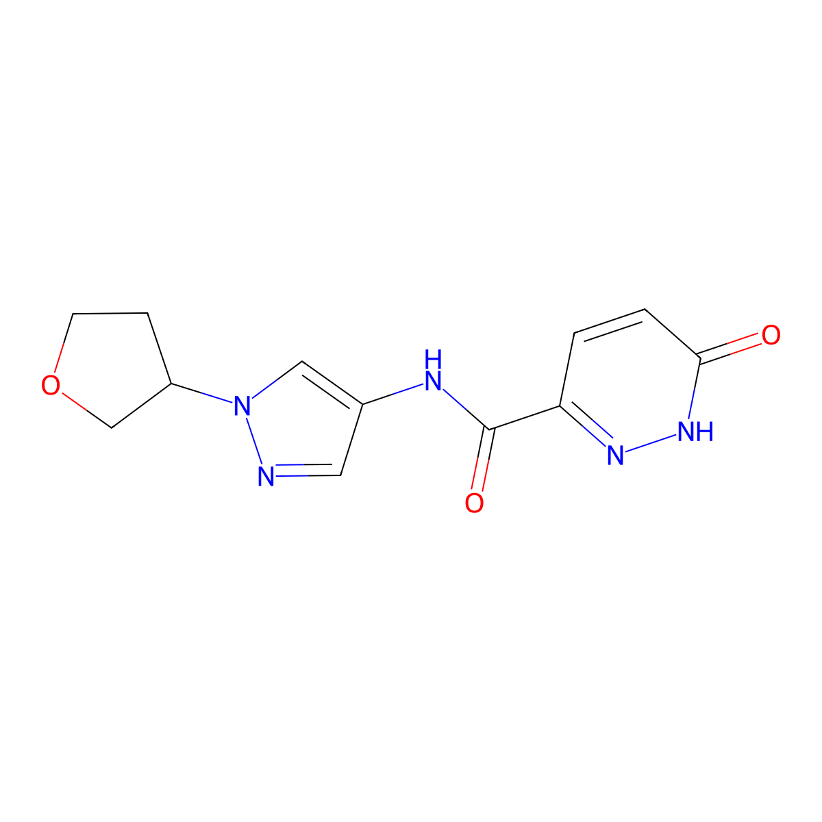6-oxo-N-(1-(tetrahydrofuran-3-yl)-1H-pyrazol-4-yl)-1,6-dihydropyridazine-3-carboxamide molecular structure, CAS 1797145-93-7