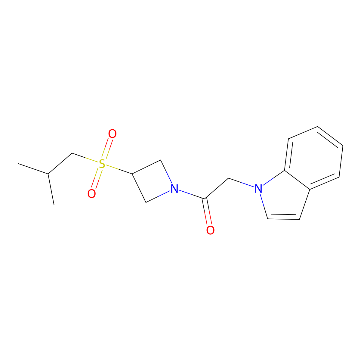 2-(1H-indol-1-yl)-1-(3-(isobutylsulfonyl)azetidin-1-yl)ethanone molecular structure, CAS 1797145-96-0