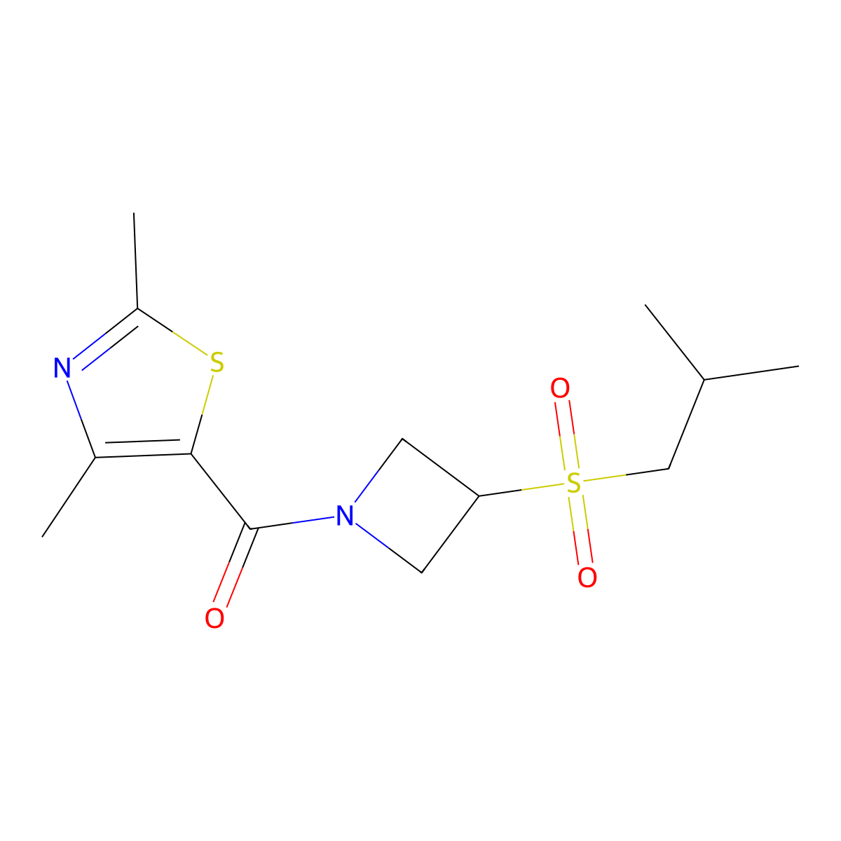 (2,4-Dimethylthiazol-5-yl)(3-(isobutylsulfonyl)azetidin-1-yl)methanone molecular structure, CAS 1797146-04-3