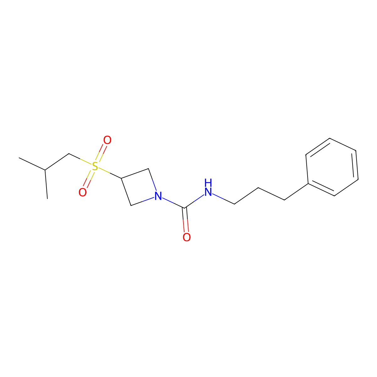 3-(isobutylsulfonyl)-N-(3-phenylpropyl)azetidine-1-carboxamide molecular structure, CAS 1797146-13-4