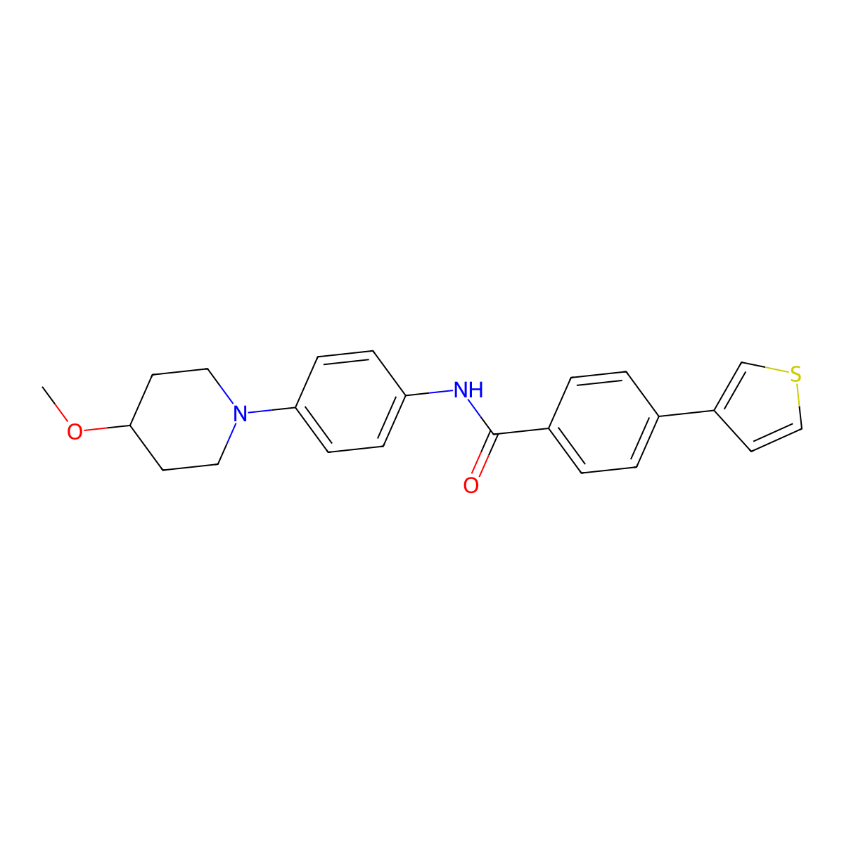 N-(4-(4-methoxypiperidin-1-yl)phenyl)-4-(thiophen-3-yl)benzamide molecular structure, CAS 1797146-24-7