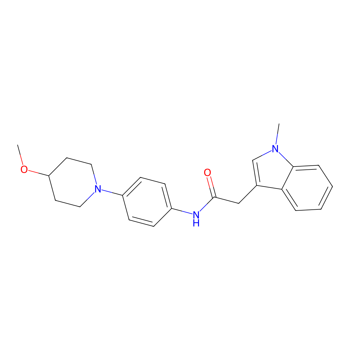 N-[4-(4-methoxypiperidin-1-yl)phenyl]-2-(1-methyl-1H-indol-3-yl)acetamide molecular structure, CAS 1797146-36-1