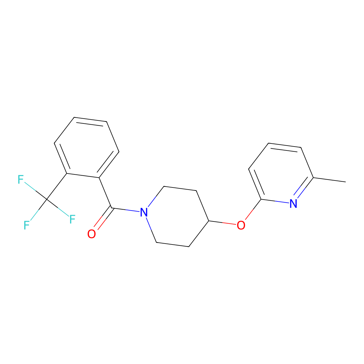 (4-((6-Methylpyridin-2-yl)oxy)piperidin-1-yl)(2-(trifluoromethyl)phenyl)methanone molecular structure, CAS 1797147-10-4