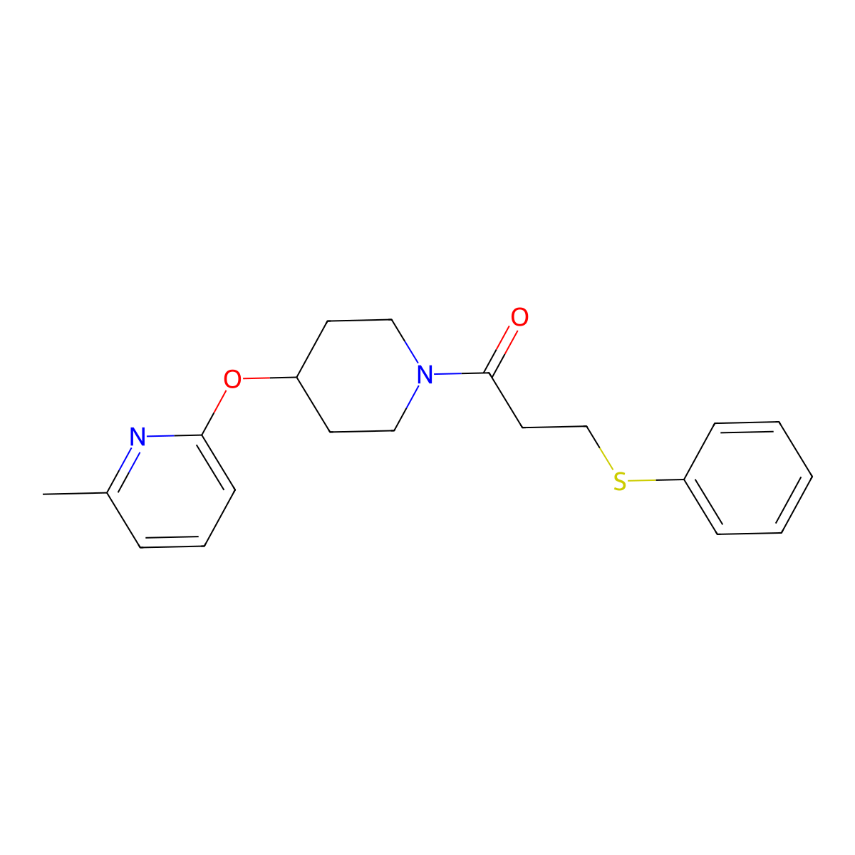 1-(4-((6-Methylpyridin-2-yl)oxy)piperidin-1-yl)-3-(phenylthio)propan-1-one molecular structure, CAS 1797147-30-8