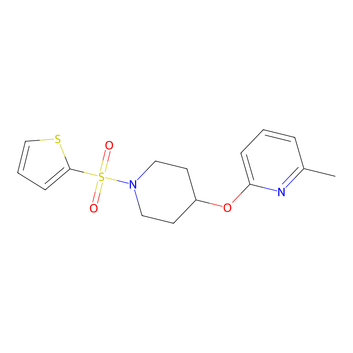 2-Methyl-6-{[1-(thiophene-2-sulfonyl)piperidin-4-yl]oxy}pyridine molecular structure, CAS 1797157-61-9