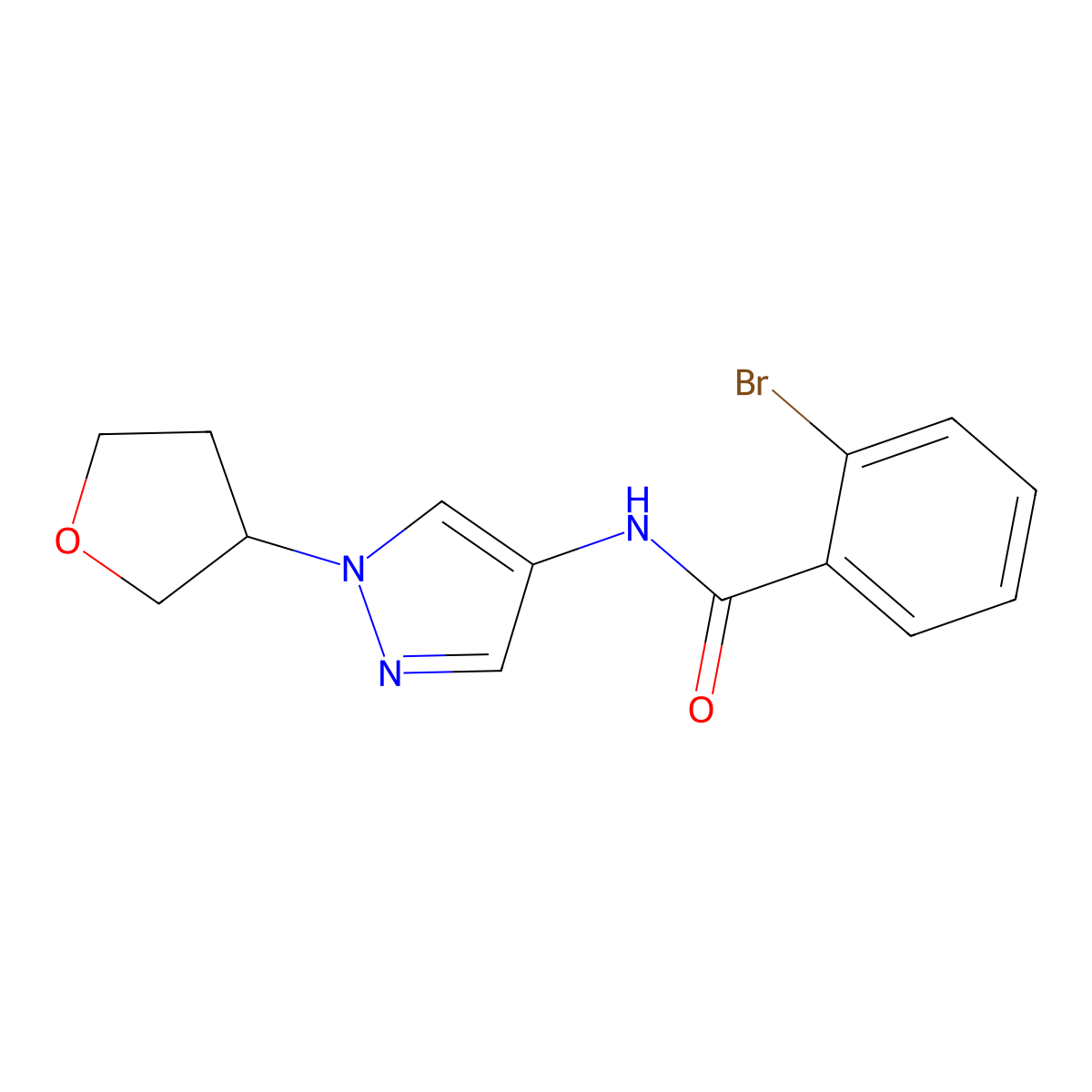 2-bromo-N-[1-(oxolan-3-yl)-1H-pyrazol-4-yl]benzamide molecular structure, CAS 1797158-29-2
