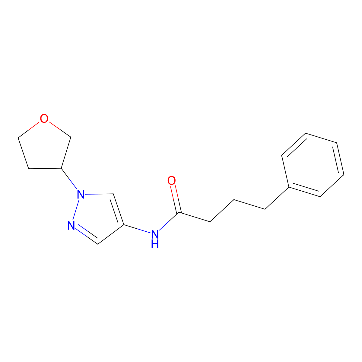 4-phenyl-N-(1-(tetrahydrofuran-3-yl)-1H-pyrazol-4-yl)butanamide molecular structure, CAS 1797158-36-1