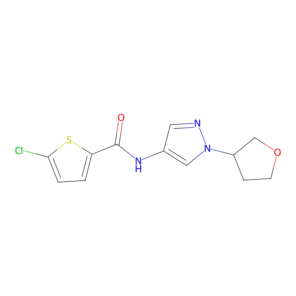 5-chloro-N-(1-(tetrahydrofuran-3-yl)-1H-pyrazol-4-yl)thiophene-2-carboxamide molecular structure, CAS 1797158-60-1