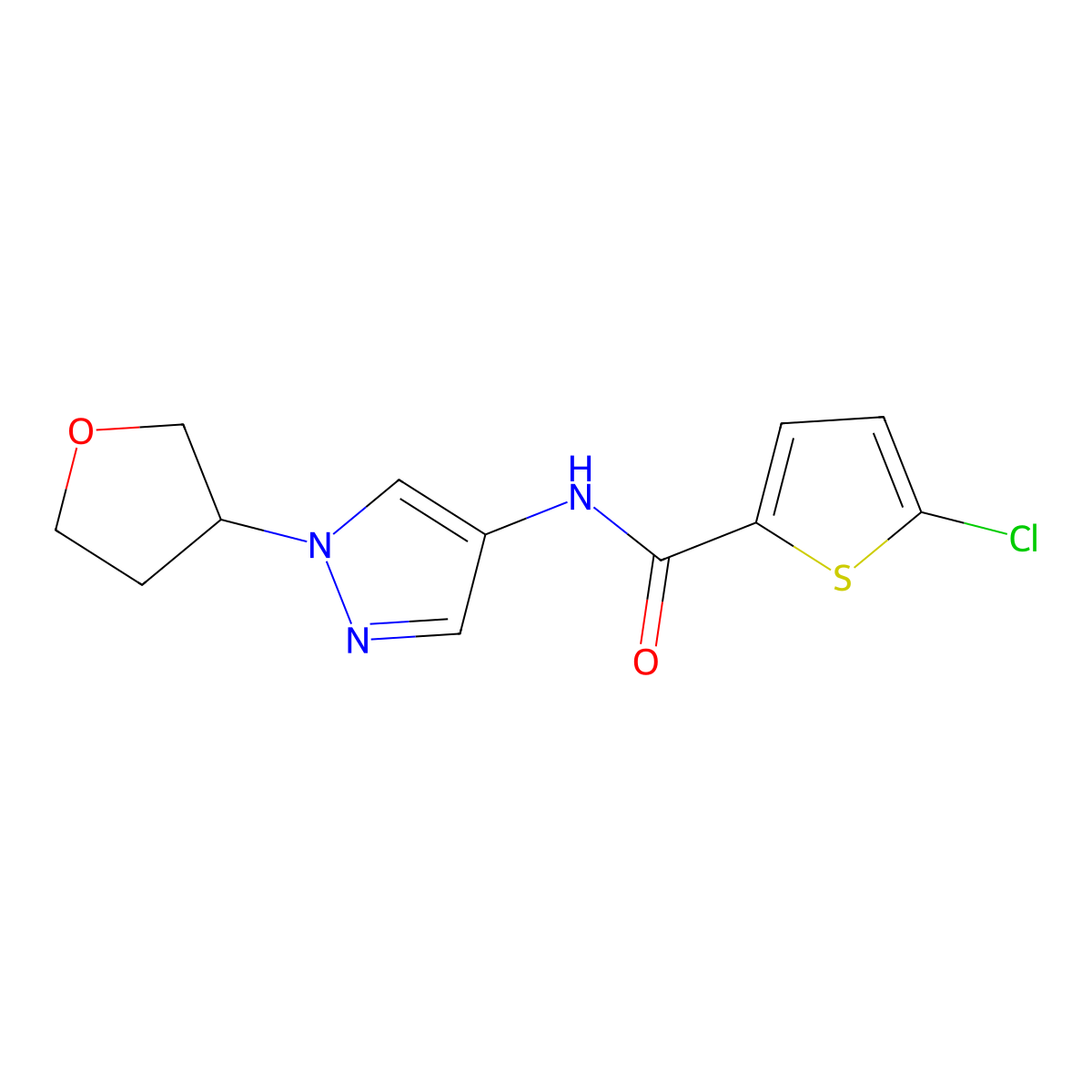5-chloro-N-(1-(tetrahydrofuran-3-yl)-1H-pyrazol-4-yl)thiophene-2-carboxamide molecular structure, CAS 1797158-60-1