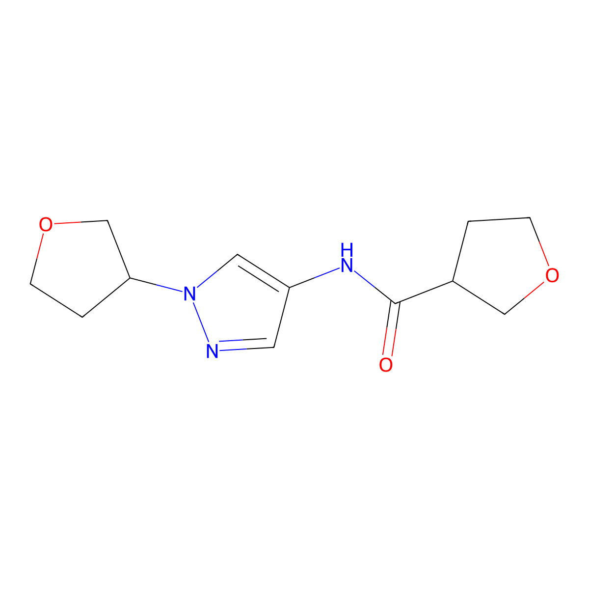 N-(1-(tetrahydrofuran-3-yl)-1H-pyrazol-4-yl)tetrahydrofuran-3-carboxamide molecular structure, CAS 1797158-64-5