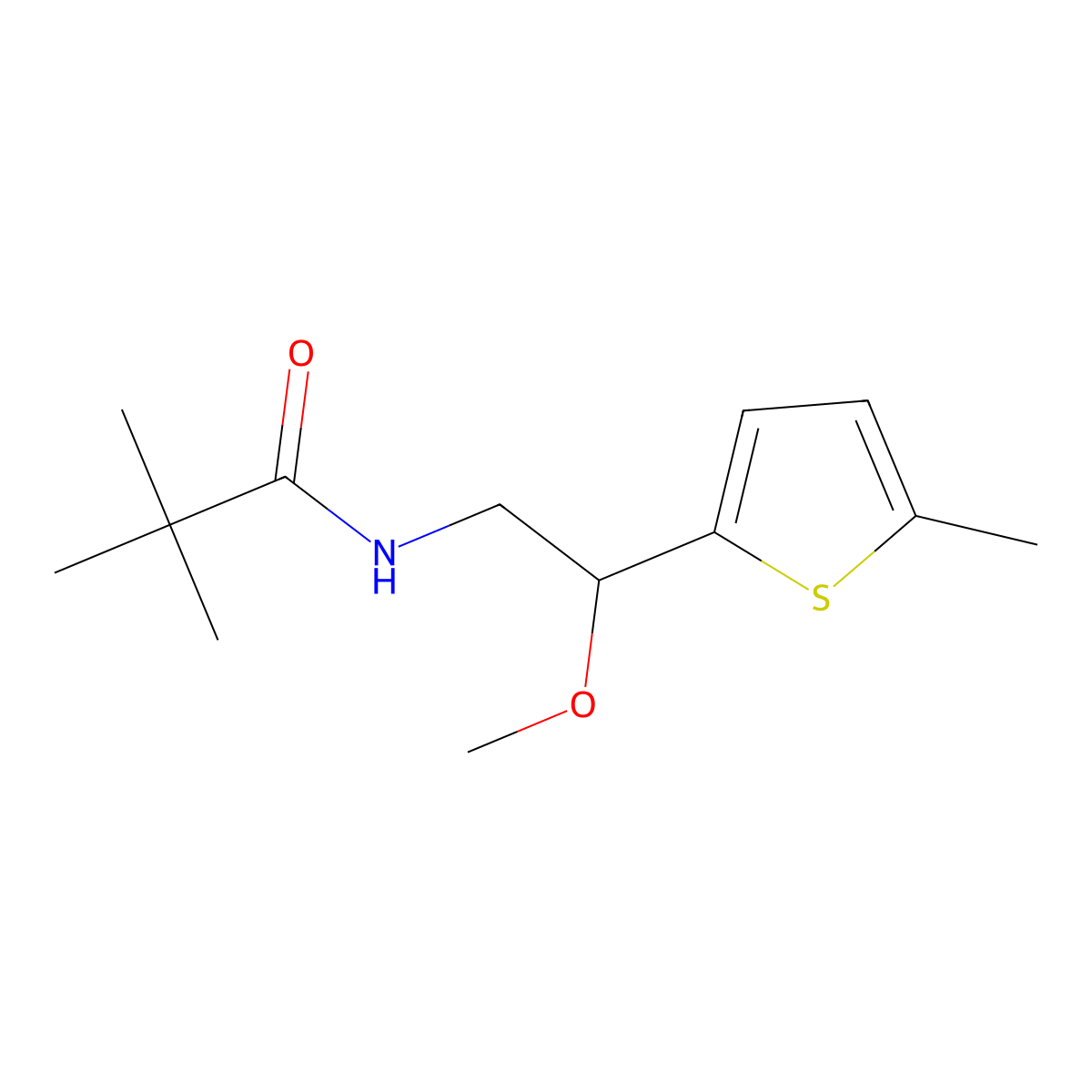 N-(2-methoxy-2-(5-methylthiophen-2-yl)ethyl)pivalamide molecular structure, CAS 1797159-50-2