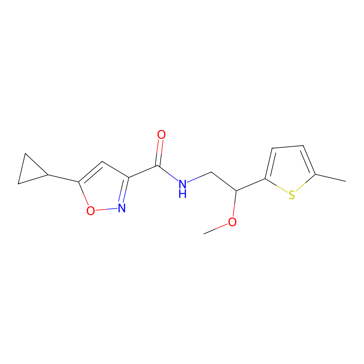 5-cyclopropyl-N-(2-methoxy-2-(5-methylthiophen-2-yl)ethyl)isoxazole-3-carboxamide molecular structure, CAS 1797159-60-4