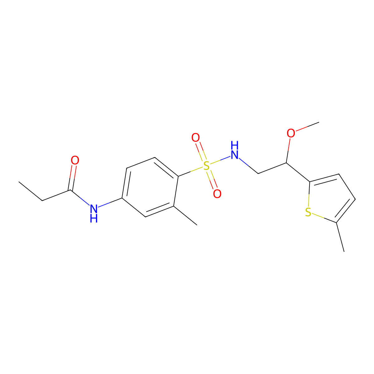 N-(4-(N-(2-methoxy-2-(5-methylthiophen-2-yl)ethyl)sulfamoyl)-3-methylphenyl)propionamide molecular structure, CAS 1797159-66-0