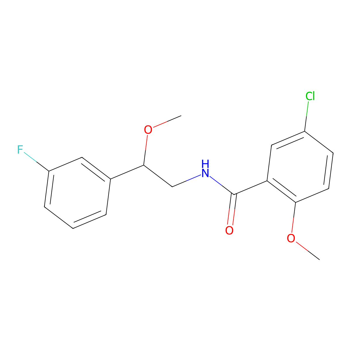5-chloro-N-[2-(3-fluorophenyl)-2-methoxyethyl]-2-methoxybenzamide molecular structure, CAS 1797159-75-1