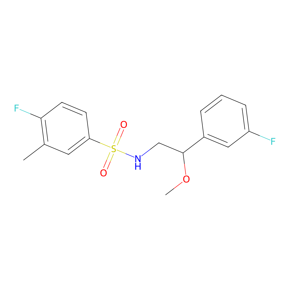 4-fluoro-N-(2-(3-fluorophenyl)-2-methoxyethyl)-3-methylbenzenesulfonamide molecular structure, CAS 1797159-83-1