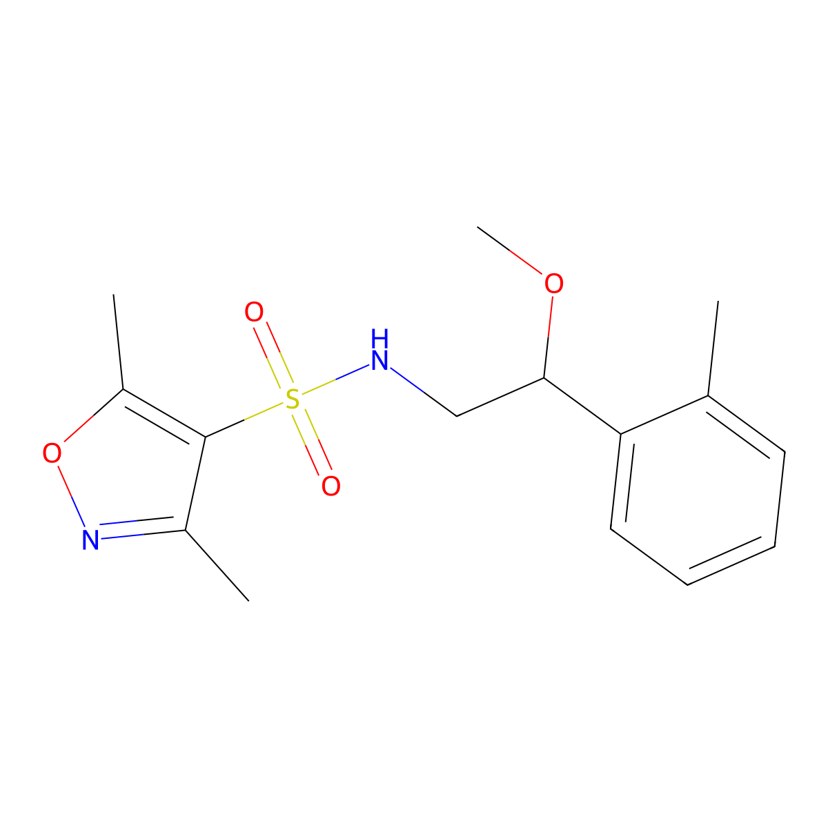 N-(2-methoxy-2-(o-tolyl)ethyl)-3,5-dimethylisoxazole-4-sulfonamide molecular structure, CAS 1797159-91-1