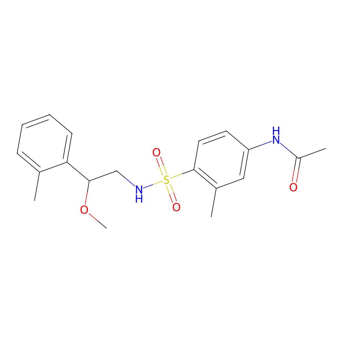 N-(4-(N-(2-methoxy-2-(o-tolyl)ethyl)sulfamoyl)-3-methylphenyl)acetamide molecular structure, CAS 1797159-93-3
