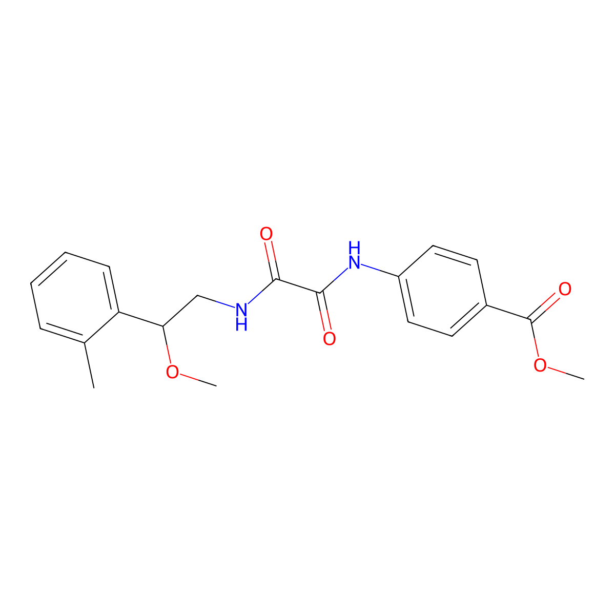 Methyl 4-(2-((2-methoxy-2-(o-tolyl)ethyl)amino)-2-oxoacetamido)benzoate molecular structure, CAS 1797159-96-6