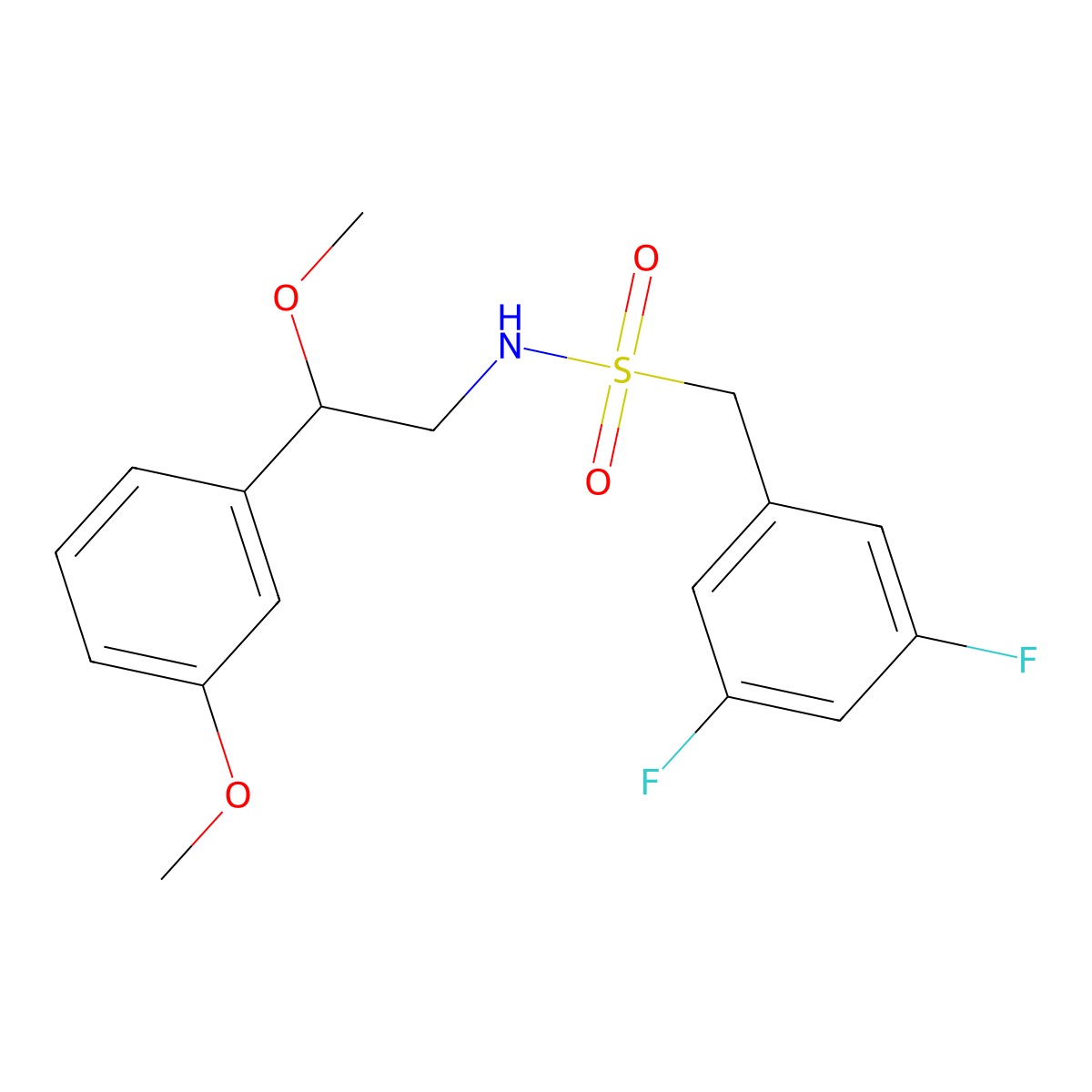 1-(3,5-difluorophenyl)-N-[2-methoxy-2-(3-methoxyphenyl)ethyl]methanesulfonamide molecular structure, CAS 1797160-03-2