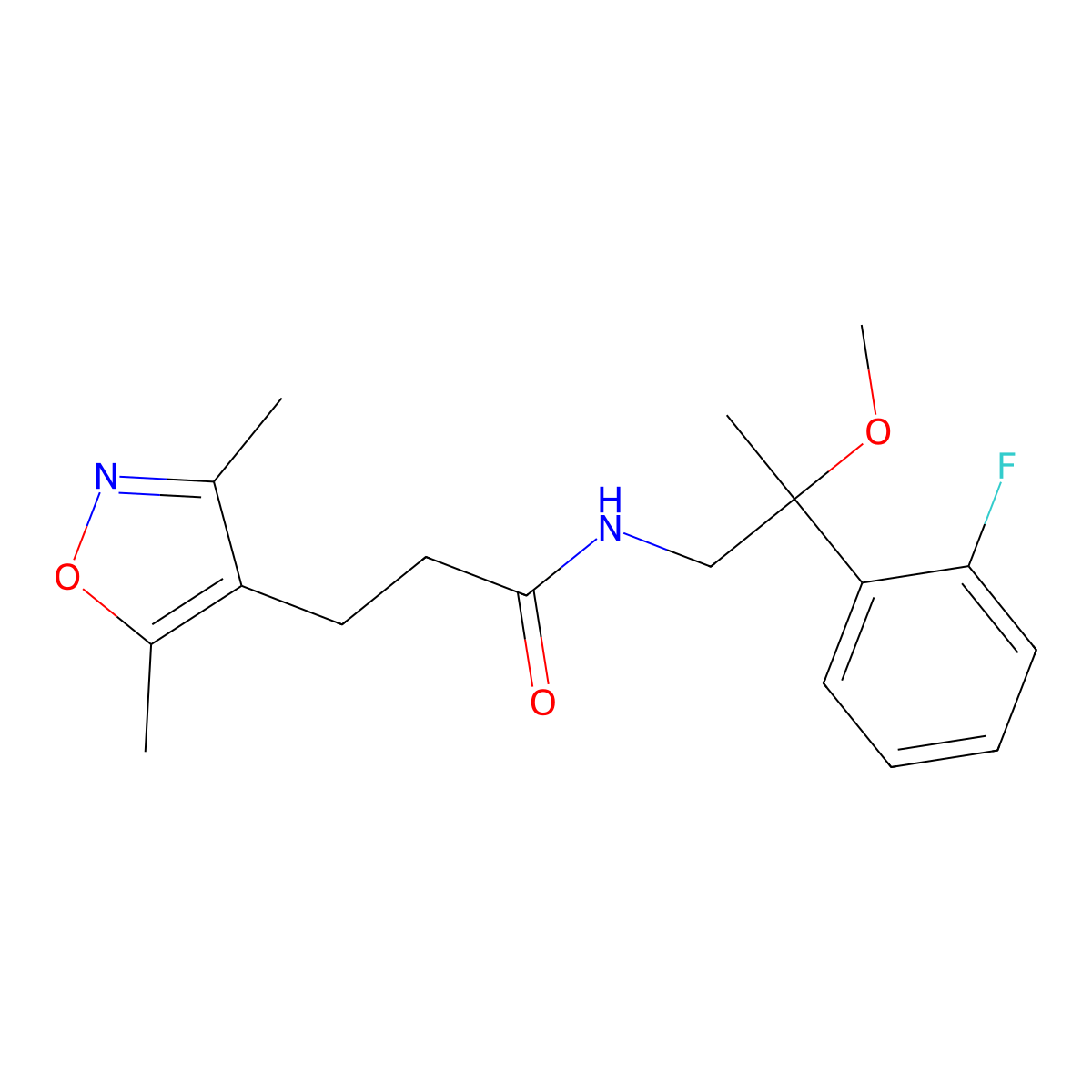 3-(3,5-dimethylisoxazol-4-yl)-N-(2-(2-fluorophenyl)-2-methoxypropyl)propanamide molecular structure, CAS 1797160-18-9