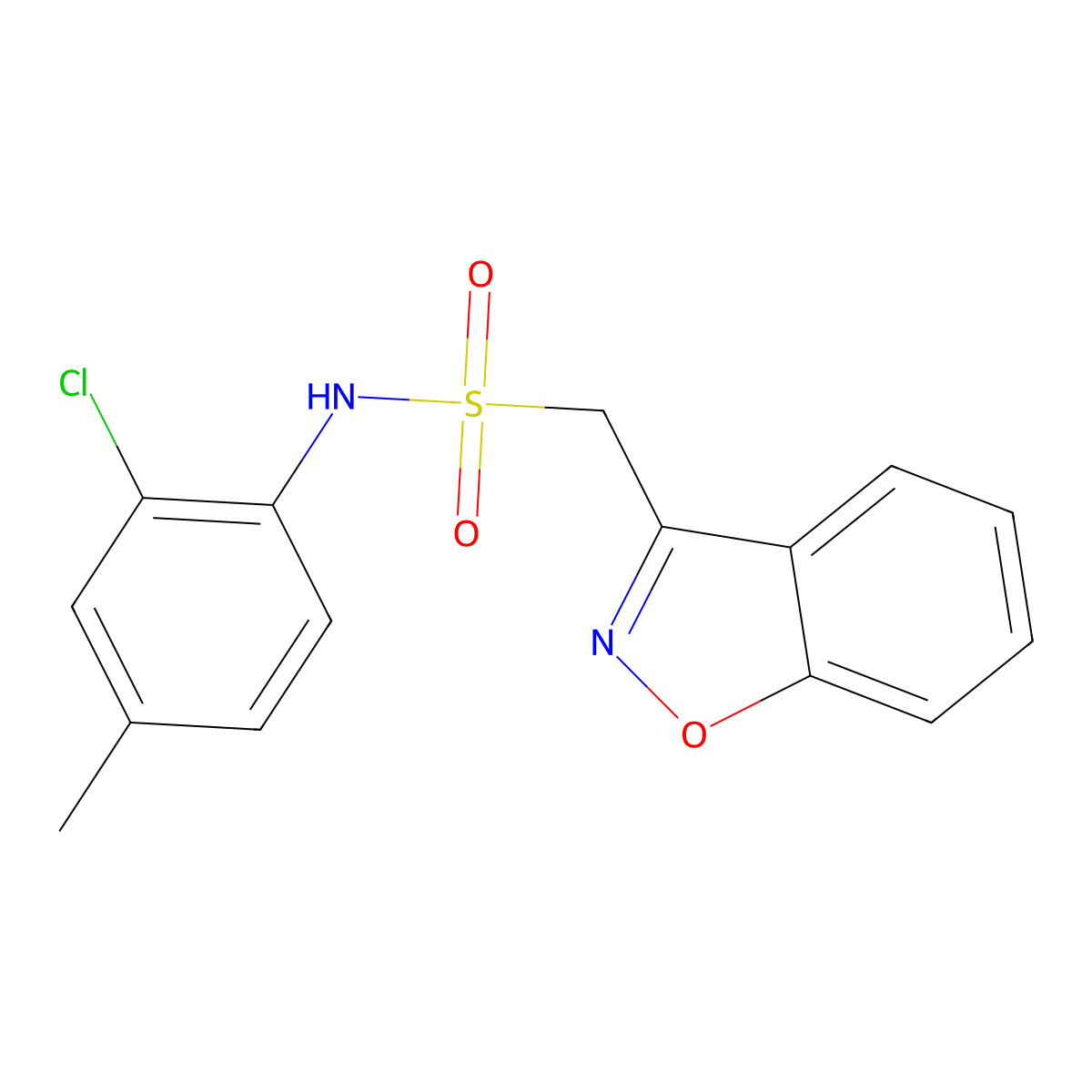 1-(benzo[d]isoxazol-3-yl)-N-(2-chloro-4-methylphenyl)methanesulfonamide molecular structure, CAS 1797160-19-0