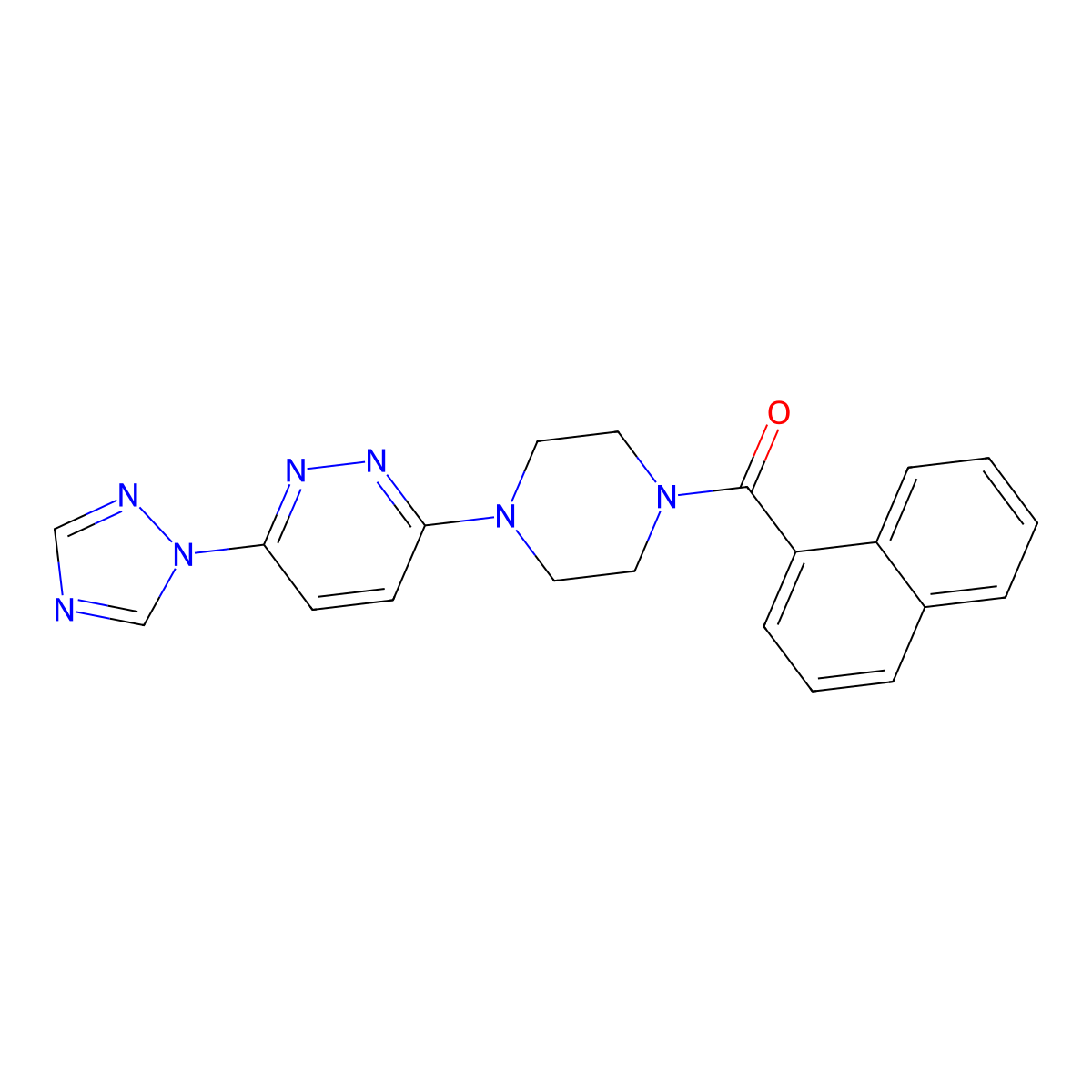 (4-(6-(1H-1,2,4-triazol-1-yl)pyridazin-3-yl)piperazin-1-yl)(naphthalen-1-yl)methanone molecular structure, CAS 1797160-26-9