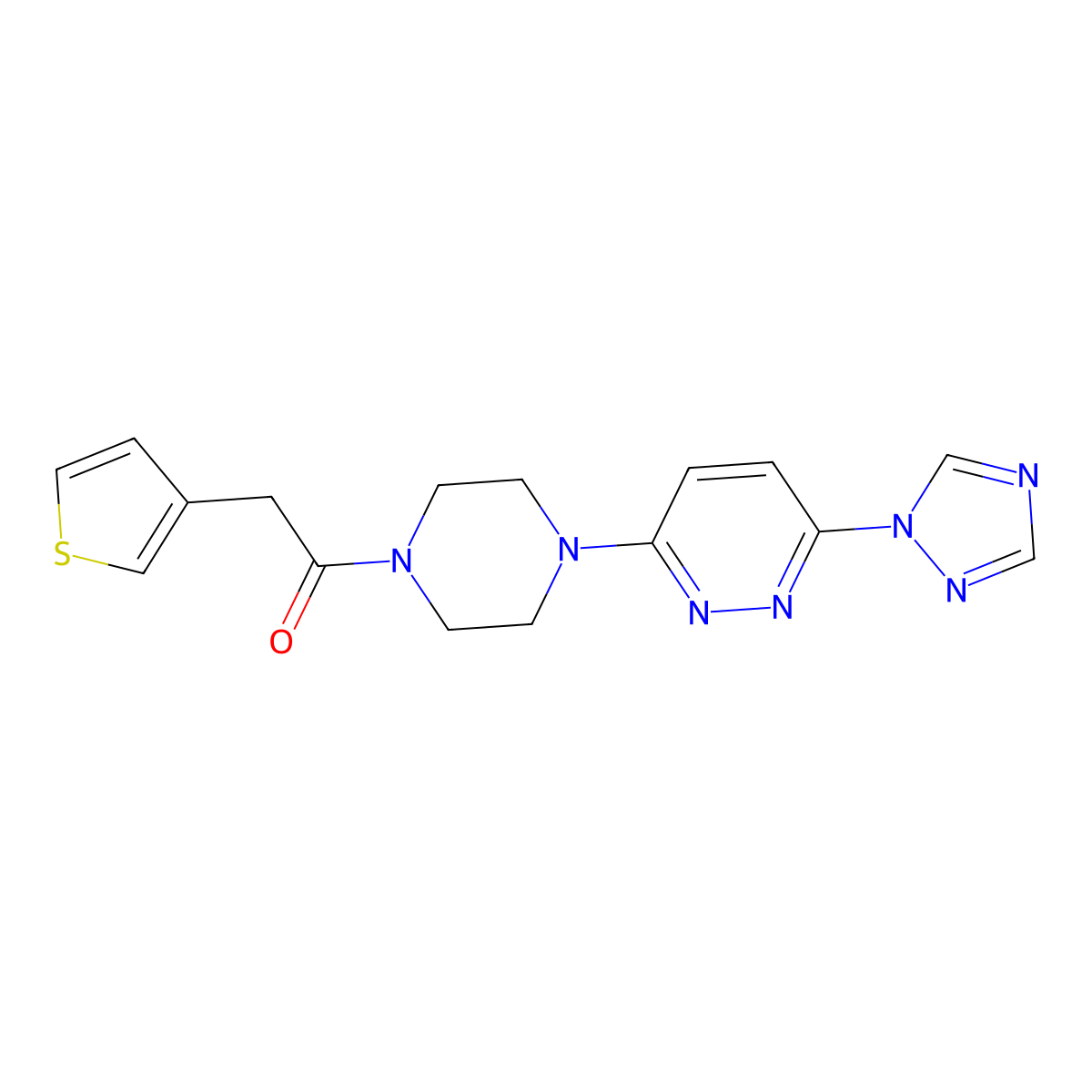 1-(4-(6-(1H-1,2,4-triazol-1-yl)pyridazin-3-yl)piperazin-1-yl)-2-(thiophen-3-yl)ethanone molecular structure, CAS 1797160-30-5