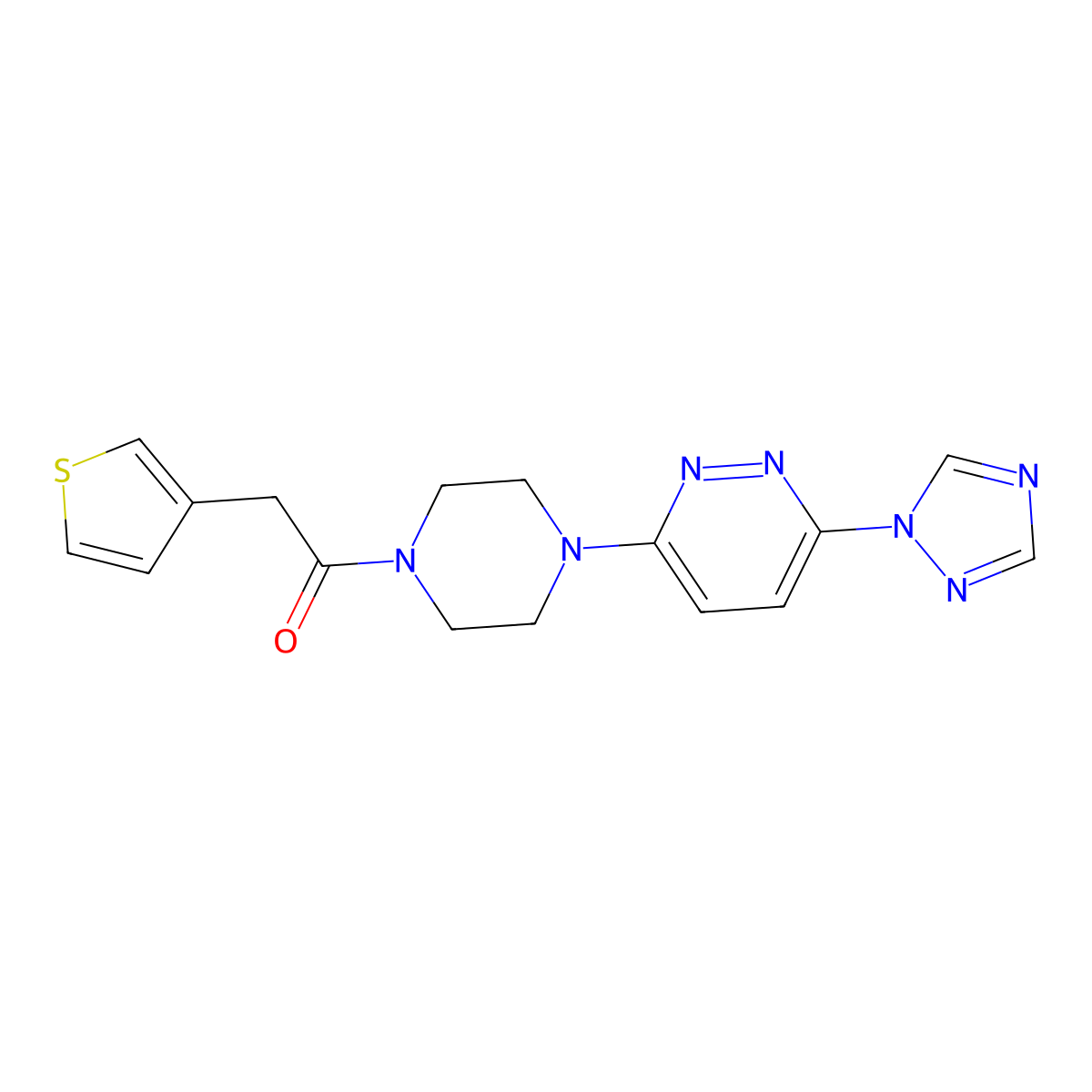 1-(4-(6-(1H-1,2,4-triazol-1-yl)pyridazin-3-yl)piperazin-1-yl)-2-(thiophen-3-yl)ethanone molecular structure, CAS 1797160-30-5