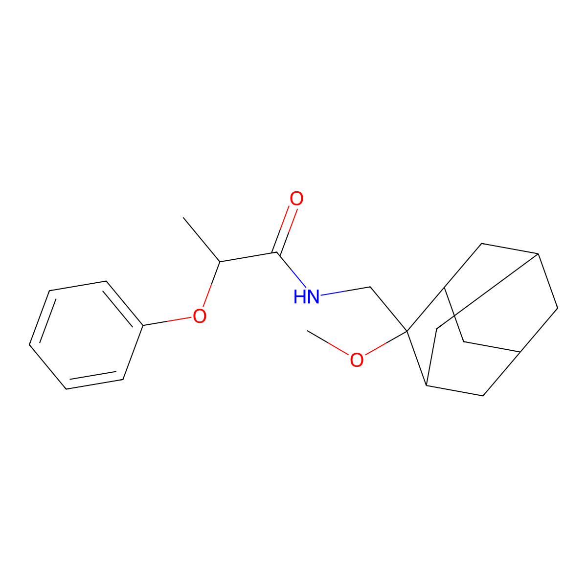 N-[(2-methoxyadamantan-2-yl)methyl]-2-phenoxypropanamide molecular structure, CAS 1797160-31-6