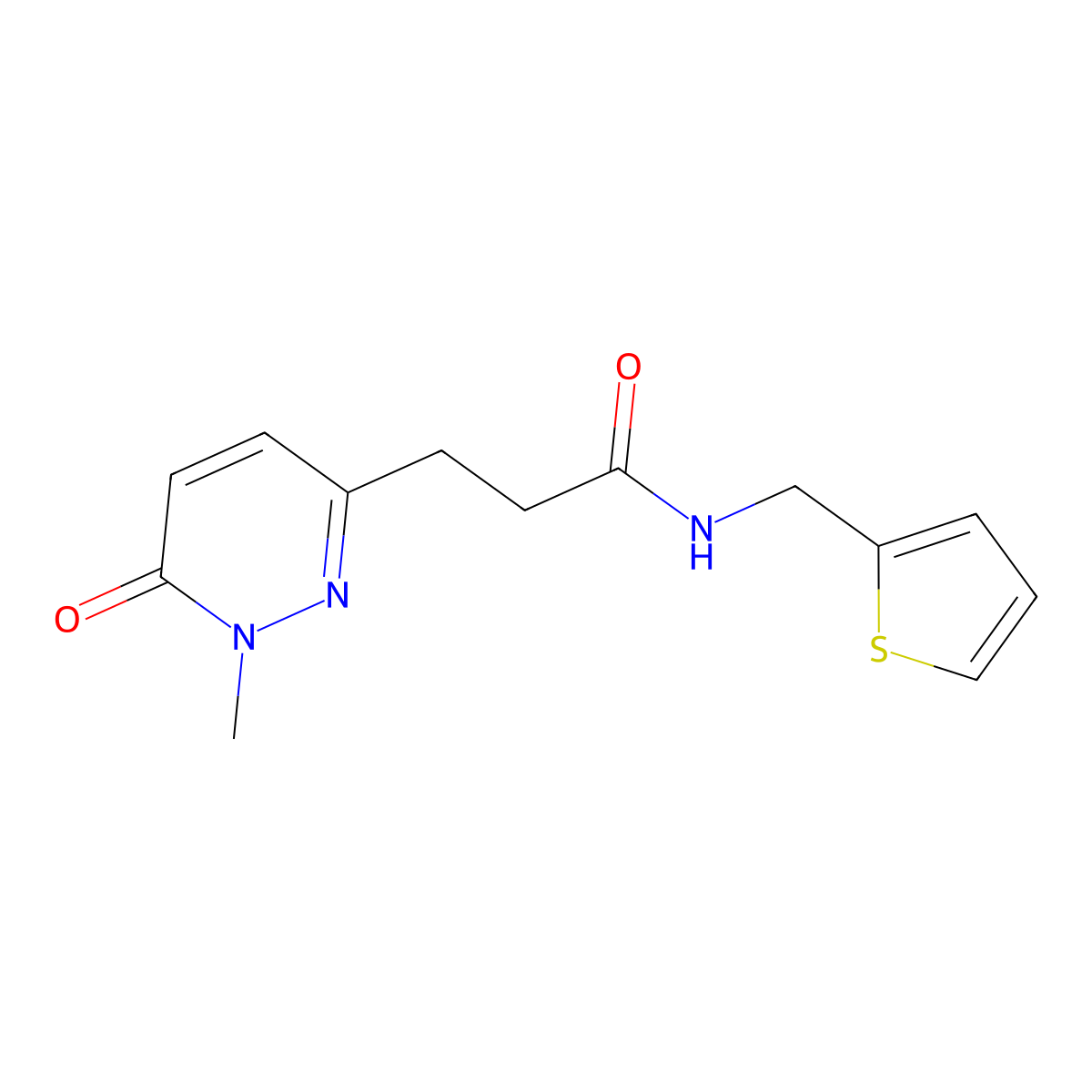 3-(1-methyl-6-oxo-1,6-dihydropyridazin-3-yl)-N-(thiophen-2-ylmethyl)propanamide molecular structure, CAS 1797160-47-4