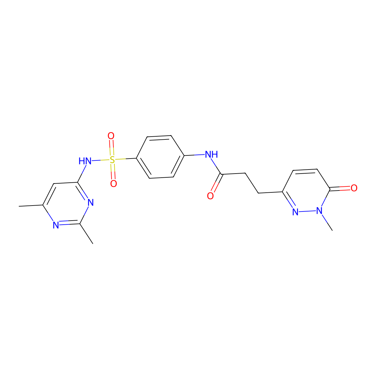 N-(4-(N-(2,6-dimethylpyrimidin-4-yl)sulfamoyl)phenyl)-3-(1-methyl-6-oxo-1,6-dihydropyridazin-3-yl)propanamide molecular structure, CAS 1797160-52-1