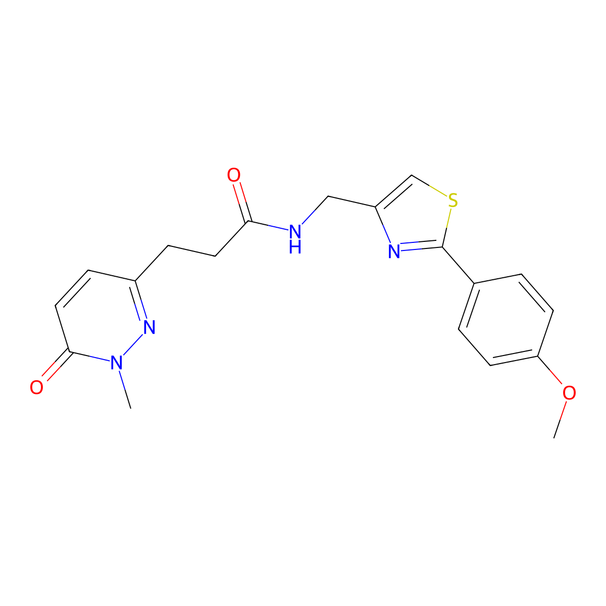N-((2-(4-methoxyphenyl)thiazol-4-yl)methyl)-3-(1-methyl-6-oxo-1,6-dihydropyridazin-3-yl)propanamide molecular structure, CAS 1797160-54-3
