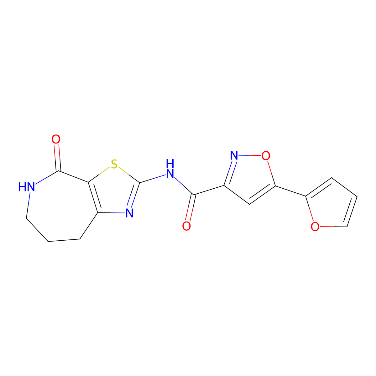 5-(furan-2-yl)-N-(4-oxo-5,6,7,8-tetrahydro-4H-thiazolo[5,4-c]azepin-2-yl)isoxazole-3-carboxamide molecular structure, CAS 1797160-57-6