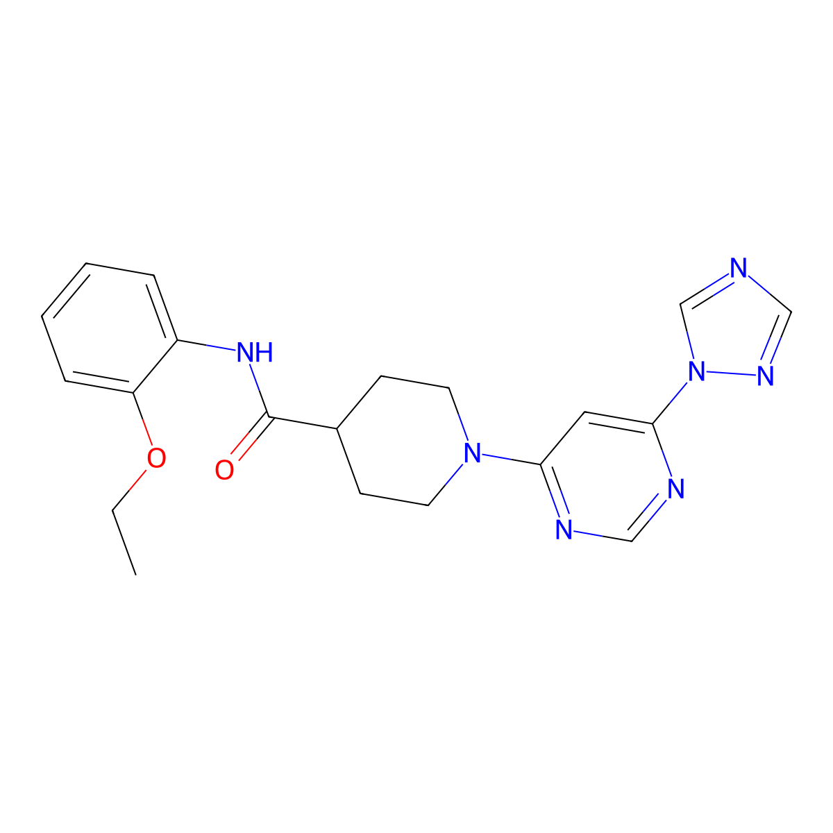 1-(6-(1H-1,2,4-triazol-1-yl)pyrimidin-4-yl)-N-(2-ethoxyphenyl)piperidine-4-carboxamide molecular structure, CAS 1797160-64-5