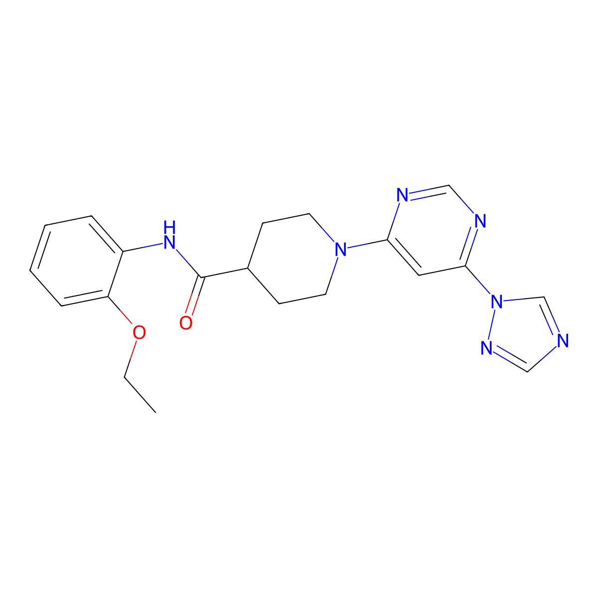 1-(6-(1H-1,2,4-triazol-1-yl)pyrimidin-4-yl)-N-(2-ethoxyphenyl)piperidine-4-carboxamide molecular structure, CAS 1797160-64-5