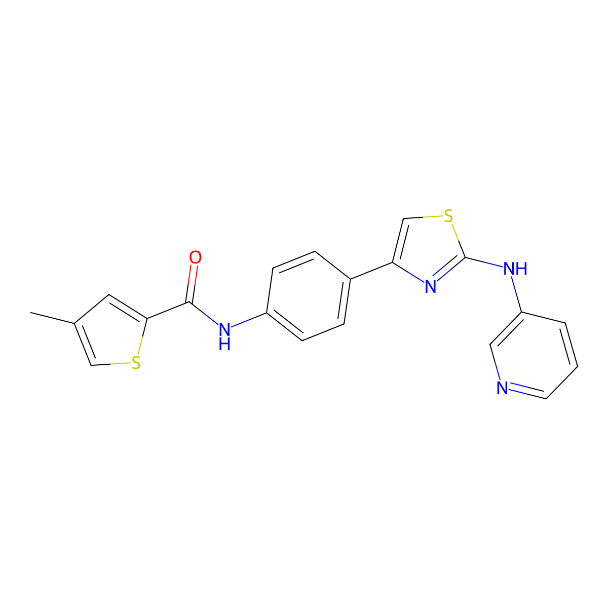 4-methyl-N-(4-(2-(pyridin-3-ylamino)thiazol-4-yl)phenyl)thiophene-2-carboxamide molecular structure, CAS 1797160-73-6